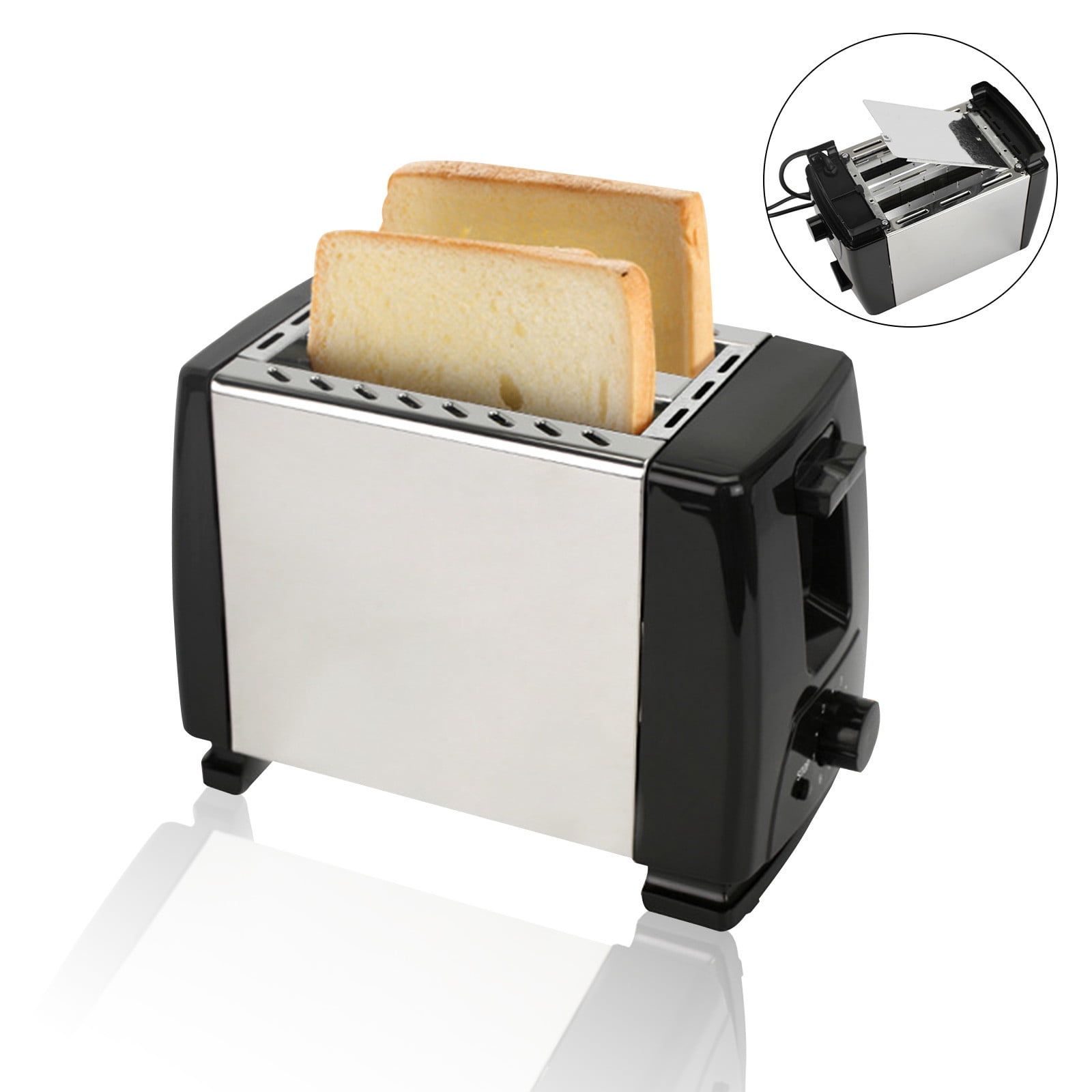 Birdeem Extended Double Sided Heated Toaster 2 Slices Wide Slot 800W Multifunction Toaster with Removable Crumb Tray 7 Bread Level Settings