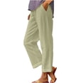 thumbnail image 1 of Dealovy Womens Cotton Linen Pants Plus Size Elastic High Waisted Solid Color Lightweight Summer Trousers, 1 of 6