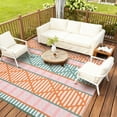 thumbnail image 2 of Garvee 8'x10' Outdoor Rug Waterproof Outdoor Patio Rug Mat, Reverisble Plastic Straw Outdoor Rug for RV Camping Picnic Beach Balcony, Colorful, 2 of 6