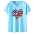 thumbnail image 5 of Birdeem T-Shirt pour Femmes d'Été Décontracté Ample Imprimé Fête de l'Indépendance à Col Rond à Manches Courtes, 5 of 5
