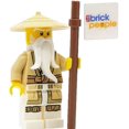 thumbnail image 1 of LEGO Ninjago: Sensei Wu Minifigurine avec Peignoirs Beige Bâton de Combat Queue de Cheval Tressée, 1 of 7