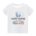 thumbnail image 1 of Penkiiy T-Shirts de Pâques pour Enfants Tout-Petits Garçons Filles Mode Oreilles de Lapin de Pâques Oeufs de Pâques Imprimé Col Rond Imprimé Manche Courte Haut 4 Ans Blanc, 1 of 4