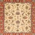 thumbnail image 1 of Ahgly Company Tapis d'Intérieur Carrés Abstraits Rouges Orientaux, 8 Pieds Carré, 1 of 6