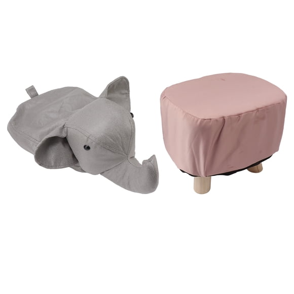 Elephant Ottoman, Cute Animal Footstools With Soft Padded Cushion And Non Slip Feet, Cartoon Footrest Pouffe Stool For Nursery, Bedroom, Playroom, Entryway And Living Room Decor