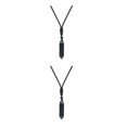 thumbnail image 2 of Transemion Handmade Clear Quartz Crystal Necklace Energy And Elegance Master StoneAdjustable Obsidian 2Set, 2 of 6