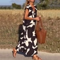 thumbnail image 4 of 2025 Robe à Col en V pour Dames à Manches Courtes, à Lacets, Imprimée, Grande Jupe, Robe d'Été pour Femmes, Robe Maxi pour Dames, Robes d'Été Décontractées pour Femmes, Robe de Saison, Robes Chemise Maxi, Robes Longueur Genou fo, 4 of 9