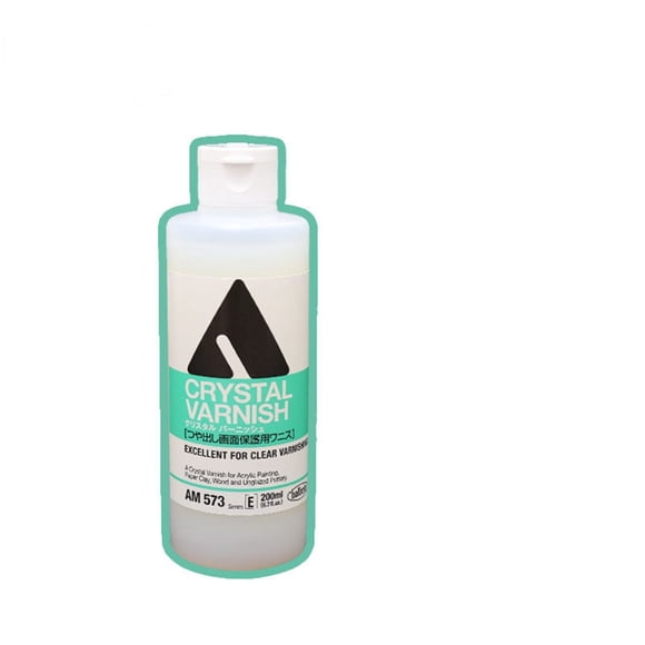Holbein AM573 Gloss Crystal Varnish 200ml for Hobby Painters, Clear Gloss Topcoat Sealant Protect Acrylic Paint on Wargaming Miniature Scale Models
