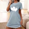 thumbnail image 2 of Jupe de Pyjama Courte pour Femmes Chemise de Nuit pour Femmes Manches Courtes Vêtement de Nuit Confortable T-Shirts de Nuit Imprimés Col Rond T-Shirt de Nuit Robe de Sommeil Douce Coupe Ample Robe de Pyjama Gris Foncé TG, 2 of 5