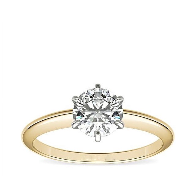 1.00 Carat Excellent Round Cut Real Diamond Beautiful Engagement Ring for Ladies Solid 14K Yellow Gold Size 11