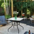 thumbnail image 3 of Costway 31.5" Patio Square Glass Top Table Steel Frame Dining Table Patio Furniture, 3 of 10