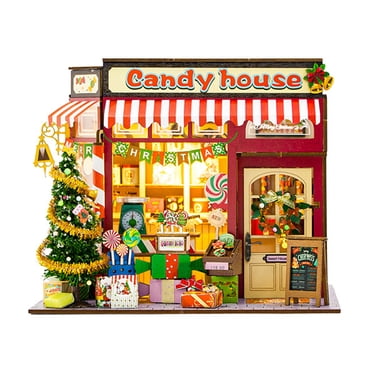 Christmas Candy House Handmade Assembled Mini Diy Cabin Model For Holiday Gifts Multicolor Wood Material 7.56X6.5X6.3 Inches Size Puzzle Architecture Model For Birthday And Christmas Gifts