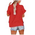 thumbnail image 3 of asjyhkr Blouses for Women Button down Short Sleeve T Shirt Solid Color Fashion Summer Tops Solid Color, 3 of 5