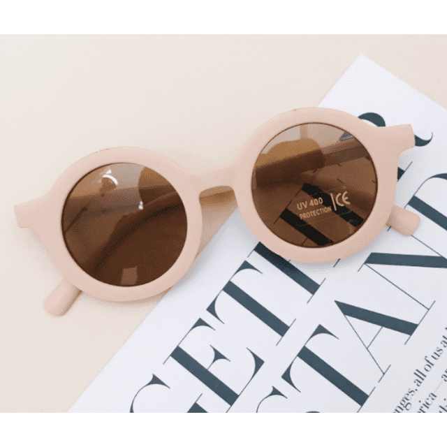 goowrom Lunettes de Soleil pour Enfants, Lunettes Rondes Rétro Unies Anti-UV pour Bébé