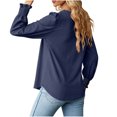 thumbnail image 4 of IROINNID Polyester Réduit T-Shirt à Manches Longues pour Femmes Quotidien Col Carré Profond Bouton Solide Blouse Chemise Haut, Marine, 4 of 4
