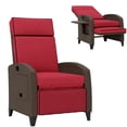 thumbnail image 1 of Outsunny Fauteuil Inclinable d'Extérieur avec Dossier Réglable, Coussin, Rouge, 1 of 10