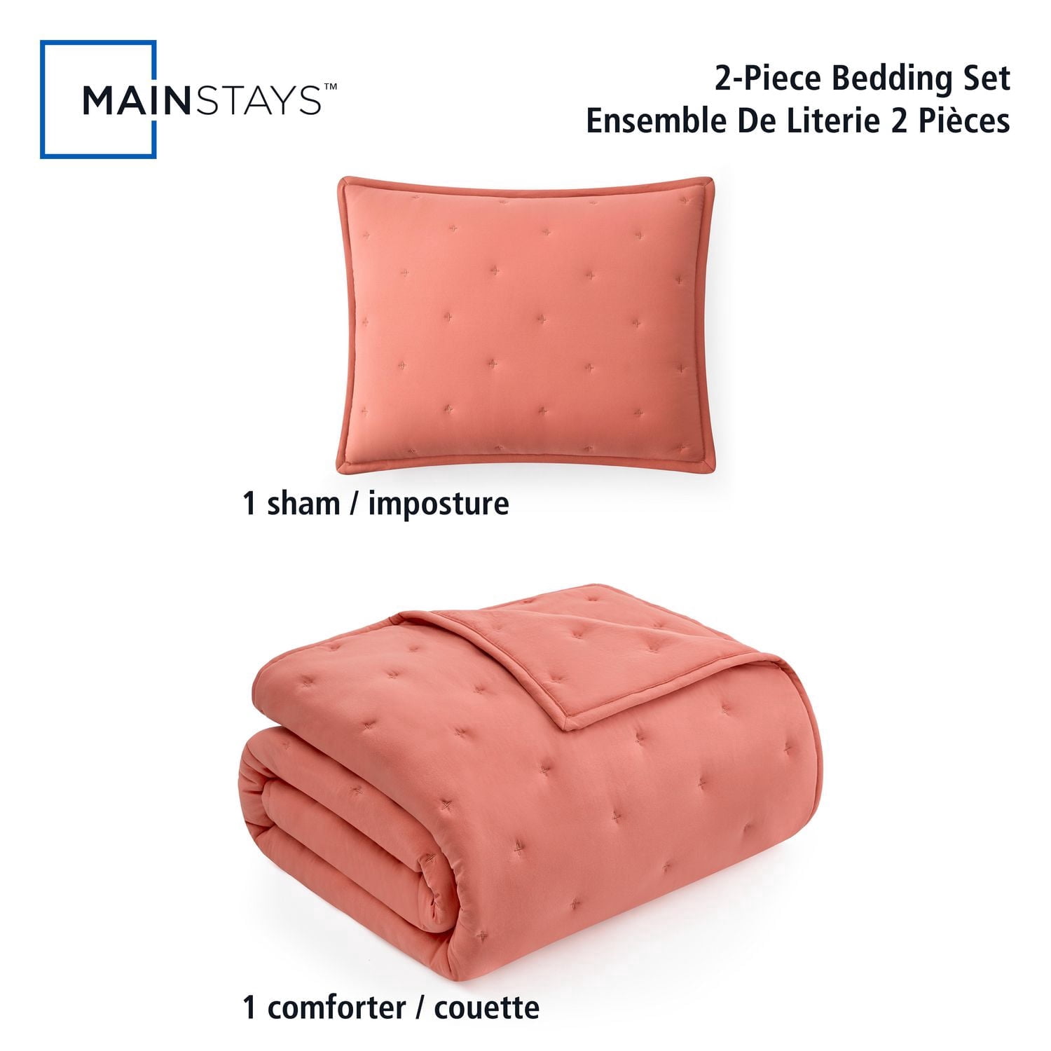 Ensemble de couette Mainstays format Simple/Simple XL, doux, léger et toutes saisons, 2 pièces, orange terre cuite