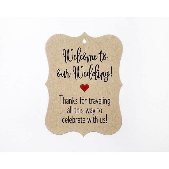 24 Étiquettes de Sac de Bienvenue d'Hôtel, Étiquettes de Mariage de Bienvenue, Étiquettes de Mariage de Destination (EC-369-RD)