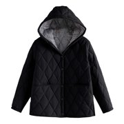 EGNMCR Womens Long Puffer Coat, Long Sleeve Padded Winter Down Coats, Hooded Parka Jacket Women Warm Pocket Coat Turn Down Collar Long Jacket Winter Down Parkas Women Coat