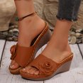 thumbnail image 2 of DXOUPM Sandals Womens Open Toe Floral Decorative Casual Wedge Sandals Slip on Ladies Shoes, 2 of 4