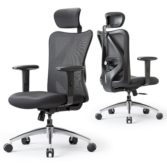 SIHOO M18 Chaise de Bureau, Chaise Ergonomique en Maille avec Soutien Lombaire Réglable, Dossier Haut pour les Personnes de Grande Taille, Noire