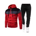 thumbnail image 1 of Innerwin Sweatshirts+Pant Outfits Long Sleeve Mens Hoodies Sweatsuit Workout Two Pieces Beam Foot Tracksuit Set Red M, 1 of 2