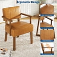 thumbnail image 3 of Ensemble de 2 Chaises de Salle à Manger Style Mi‐siècle Moderne – Cadre en Bois Robuste – Design Classique à Rayures Verticales – Capacité de 330 Lb – Sièges d'Appoint Confortables pour Salon et Balcon – Assemblage Facile – Brun – Lot de 2, 3 of 8