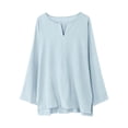 thumbnail image 1 of Timegard Mens Shirts Notched V Neck Drop Shoulder Long Sleeve Loose Lightweight Casual Side Split Tops, 1 of 3