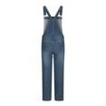 thumbnail image 4 of Salopettes à Bavette en Denim Extensible Ajustables Décontractées pour Femmes, Coupe Droite, Jeans Déchirés et Usés, Pantalons, Combinaisons, Salopettes pour Femmes, 4 of 6