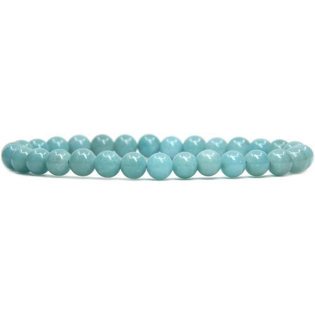 Bracelet Extensible en Perles Rondes de 6 mm en Amazonite Bleue Naturelle de Qualité A 7 Pouces Unisexe