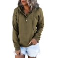 thumbnail image 1 of XZNGL Womens Hooded Solid Color Long-sleeved Sweatshirt Casual Blouse Pullover Tops, 1 of 8