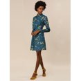 thumbnail image 3 of Allegra K Robe-Chemise à Fleurs pour Femme à Revers, Boutonnée, avec Ceinture, m Bleu Sarcelle, 3 of 6