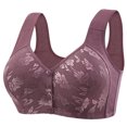 thumbnail image 1 of Fgnfyis Women's Solid Color Lace Pattern Front Buckle Non Underwire Tank Top Bra Everyday Wear Bras Purple 46, 1 of 7