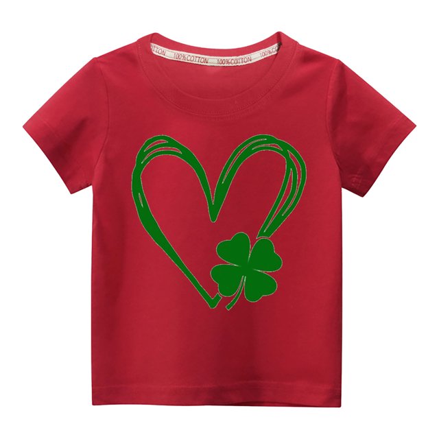 vdgthytj Enfants Garçons Filles T-Shirts de la Saint-Patrick Trèfle Graphique Col Rond Manches Courtes Hauts d'Été Blouse