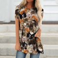 thumbnail image 1 of Hauts d'Été Grande Taille pour Femmes, T-Shirts Décontractés à Col Rond Imprimé, Manches Courtes, Blouse Ample, Col en V, en Solde, 1 of 5