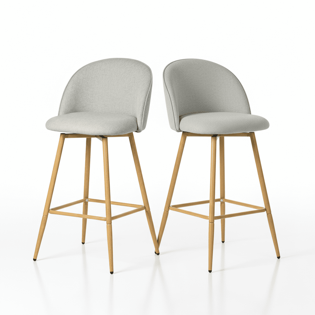 Ensemble de 2 tabourets de bar modernes Homy Casa avec revêtement en tissu - Hauteur d'assise réglable de 66 cm (26 po) - Idéal pour îlot de cuisine