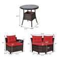thumbnail image 2 of Patiojoy Ensemble de Conversation de Patio Extérieur 4 Pcs Canapé Sectionnel en Osier Rotin avec Coussins Rouges, 2 of 8