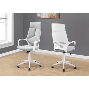 Monarch Specialties Office Chair, Adjustable Height, Swivel, Ergonomic, Armrests, Computer Desk, Work, Metal, Fabric, White, Grey, Contemporary, Modern