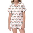 thumbnail image 2 of Ensemble de Sommeil Deux Pièces pour Filles, Pyjama à Manches Courtes à Boutons et Short, Imprimé Arc-en-Ciel, 2 of 4