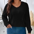 thumbnail image 3 of AherBiu Plus Size Tops for Women Ribbed Long Sleeve Hooded Pullover Spring Casual Loose Going out Tops, 3 of 7