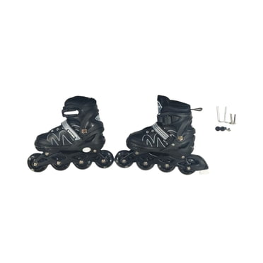 Patins à Roues Alignées Réglables pour Femmes, Haute Élasticité, Patins Imperméables et Résistants à l'Usure, Patins Antichoc, Chaussures de Patinage pour Filles Débutantes, Noir/m