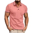 thumbnail image 1 of Besolor T-Shirt à Manches Courtes pour Homme, Col Ras du Cou Classique à Col Boutonné, Chandail Décontracté d'Été, T-Shirt Basique, 1 of 4