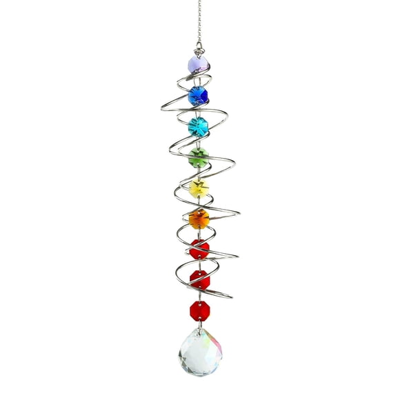 JJKBVCLO Spiral Garden Ornament Rainbow Crystal Pendant Pendant Rotating Wind Chime Catcher