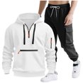 thumbnail image 1 of Mens Hooded Tracksuit, Long Sleeve Zipper Pocket Pullover and Drawstring Work Pants Set, Casual Two-Piece Outfit, 1 of 9