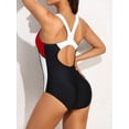 thumbnail image 4 of BeautyIn Women's One Piece Swimsuits Wide Shoulders Bathing Suit Color Blocked, 4 of 6