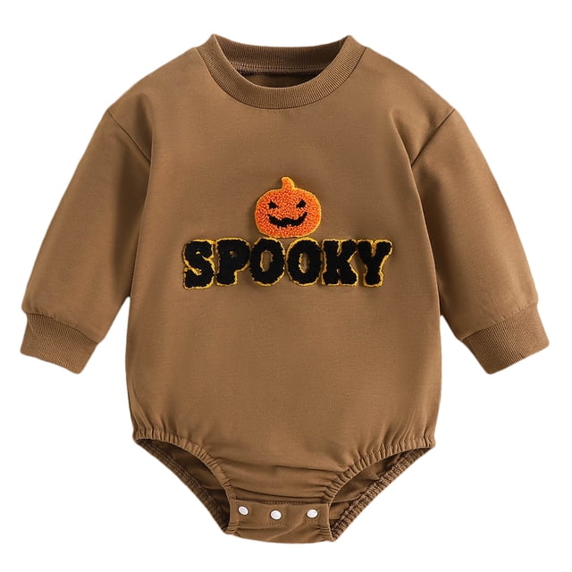 WEAIXIMIUNGChristmas Boys Girls Long Sleeve Pumpkin Embroider Pullover Romper Bodysuits 3-6 Months