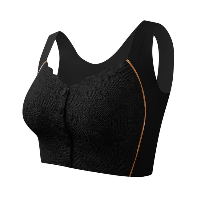 Timegard Front Closure Bras for Women Flower Lace Wireless Full Coverage Back Smoothing Comfortable Bra