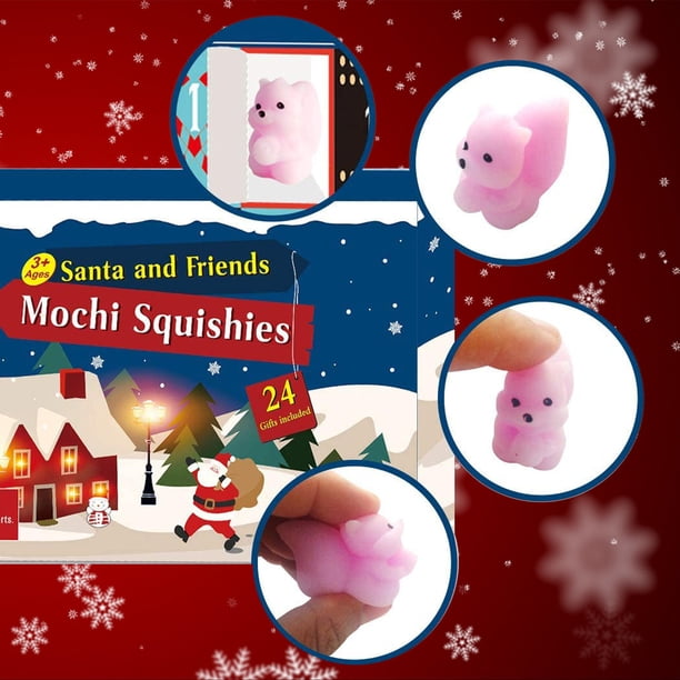 Calendrier de l'Avent 2023 Calendrier de Compte à Rebours de Noël Jouet 24 Pcs Différents Mignons Animaux Mochi Jouets Squishy pour Enfants_Perfect Gift