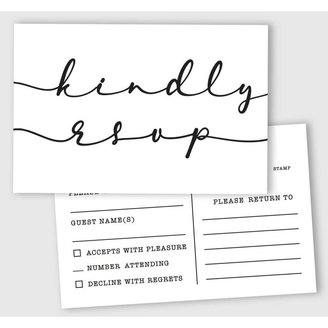 Inkdotpot 50 Blank RSVP Postcards Classy Script Style Print 4"X6" Response Cards,RSVP Reply Card For Wedding,Bridal Shower,Baby Shower