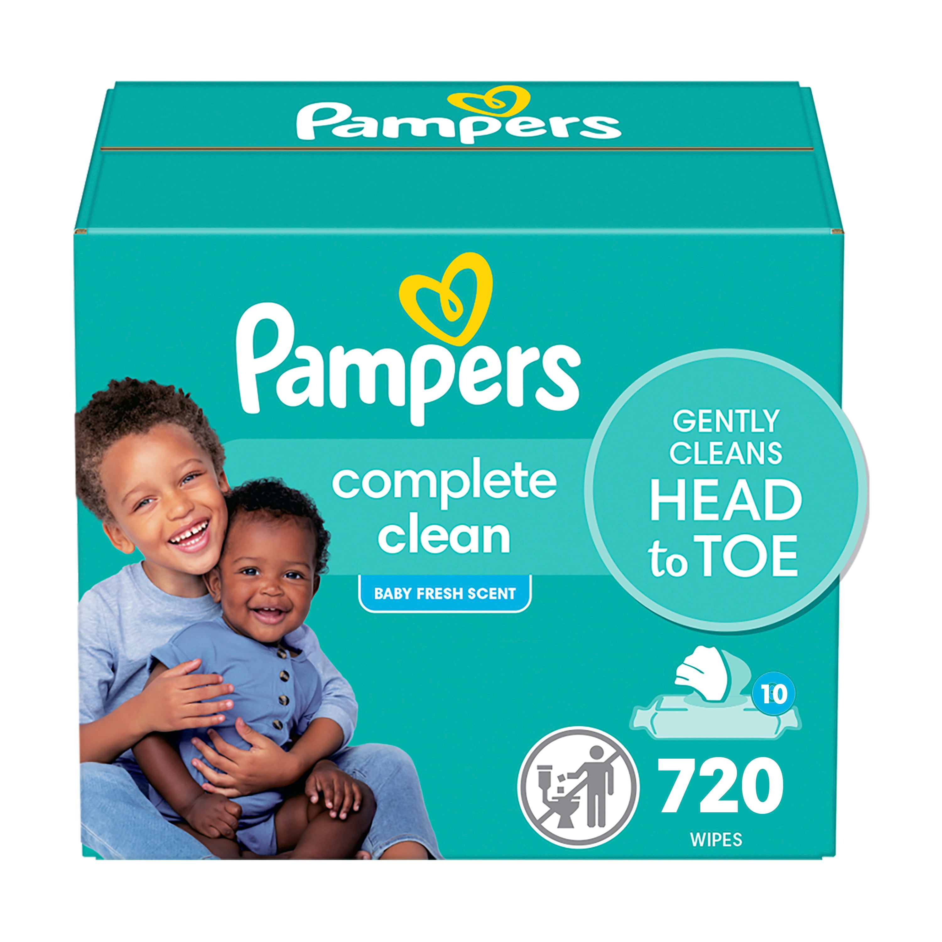 Pampers Complete Clean Baby Wipes - Fresh Scent 10X Pop-Top Packs 720 Count