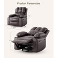 thumbnail image 4 of Garvee Oversized Electric Recliner Chair - 360° Rocker Swivel, PU Leather, Heat and Massage, Brown, 4 of 8